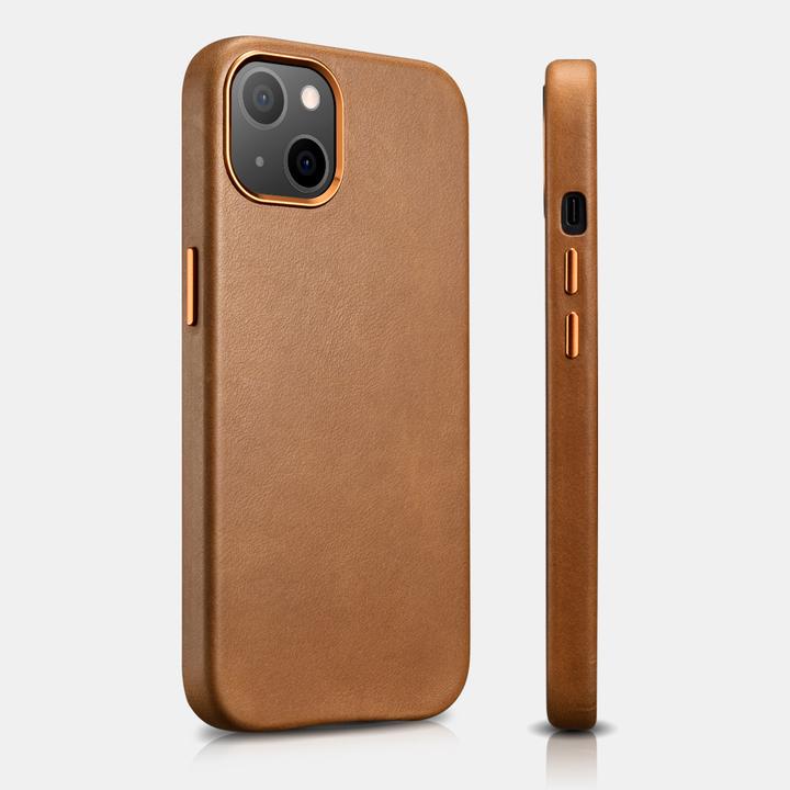 Produktbild iCarer Leather Oil Wax Case Covered in Genuine Leather for iPhone 13 Black (Compatible with MagSafe) (Apple iPhone 13)