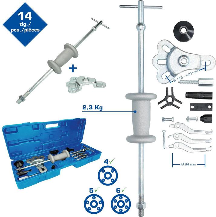 Actual product image Brilliant Tools Wheel hub puller with slide hammer, forged, 14 pcs.