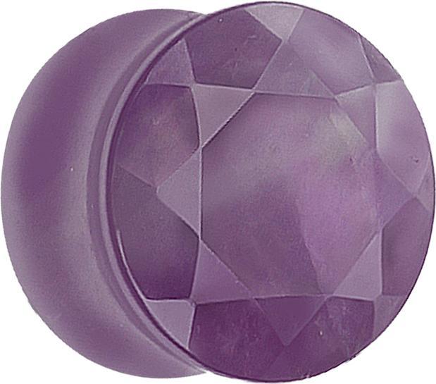 Actual product image Star Piercing Flared plug faceted amethyst stone (without brass, Mineral)