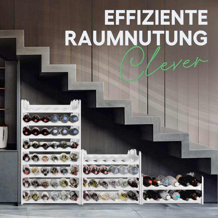 Produktbild Novaliv Weinregal für 36 Flaschen | Flaschenregal weiss | Regal stabilem Kunststoff (Weiss, 6)