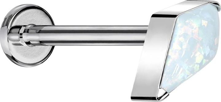 Star Piercing Micro Threadless Labret silber Diamant silber mit Opal weiss (Titan G23, ohne Messing)
