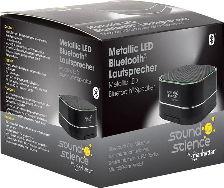 Immagine prodotto Manhattan Altoparlante Bluetooth® a LED metallico della Scienza del Suono (6 h, Batteria)
