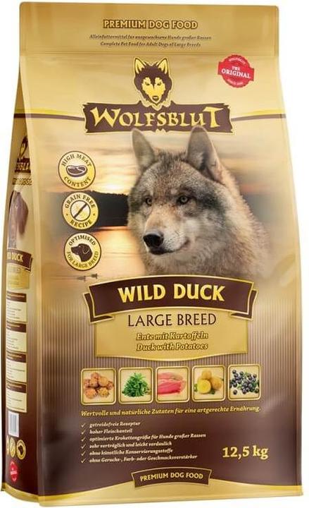 Immagine prodotto Wolfsblut Cibo secco per cani di razza grande con anatra selvatica, 12,5 kg (Adulto, 1 pz., 12500 g)