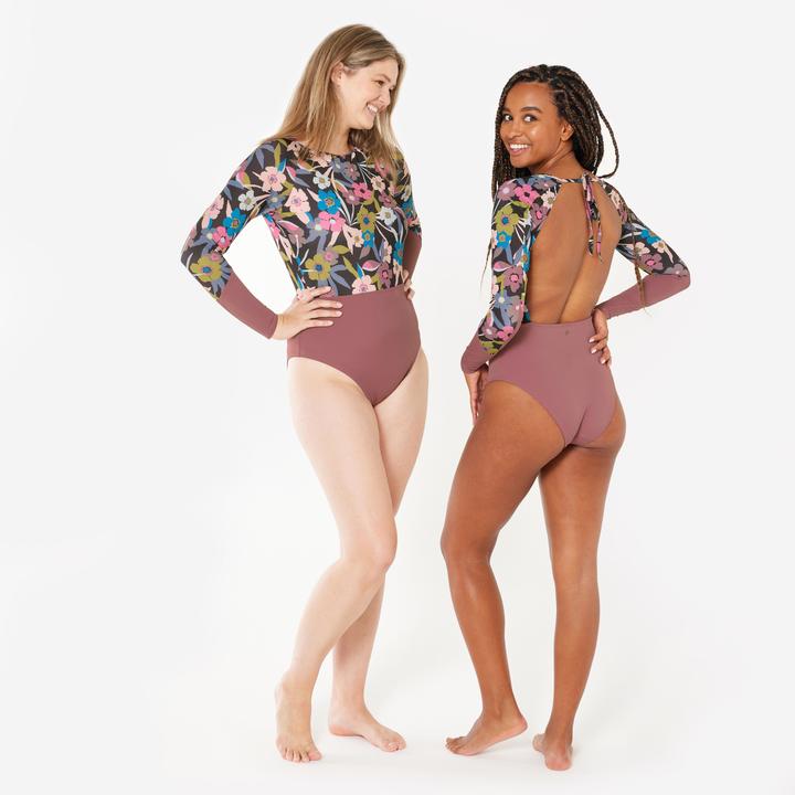 Actual product image Olaian Badeanzug Surfen Damen langarm Mary Azalea violett geblümt (38)
