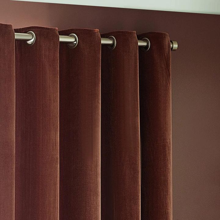 Actual product image Yard Chenille Velvet Eyelet Curtains (229 x 183 cm)