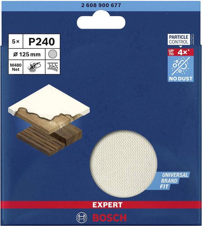 Actual product image Bosch Professional Zubehör Expert M480 sanding net for random orbital sander, 125 mm, G 240, 5 pieces (240)
