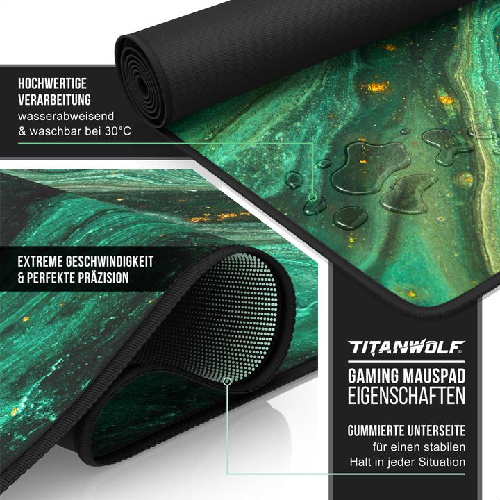 Actual product image Titanwolf Gaming mouse pad, 1200 x 600mm XXXL speed gaming mouse mat, extra-large surface, marble green (XXL)
