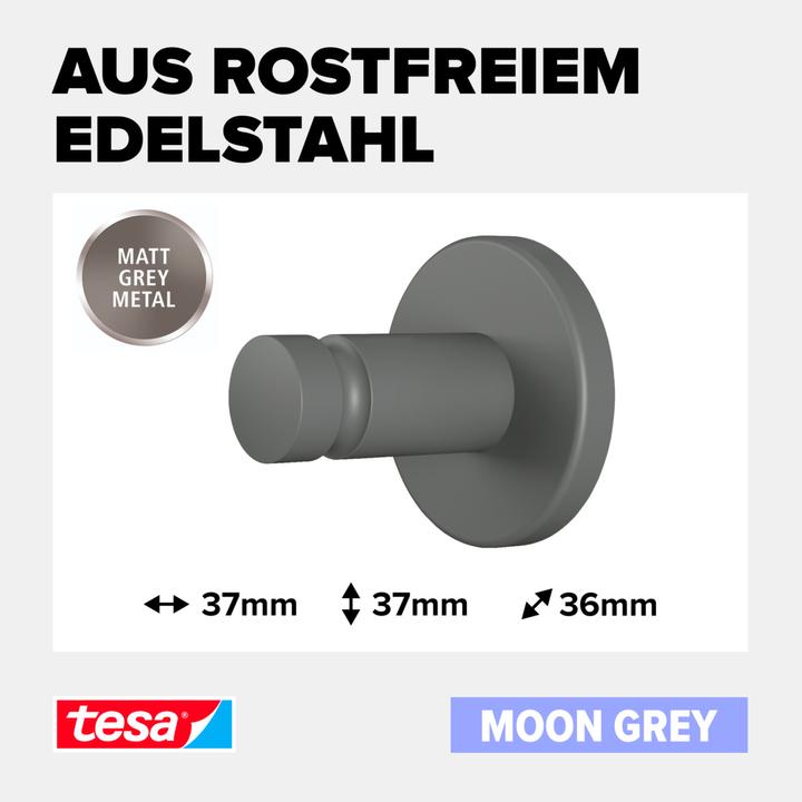 Actual product image tesa MOON GREY Towel hook incl. adhesive solution without drilling