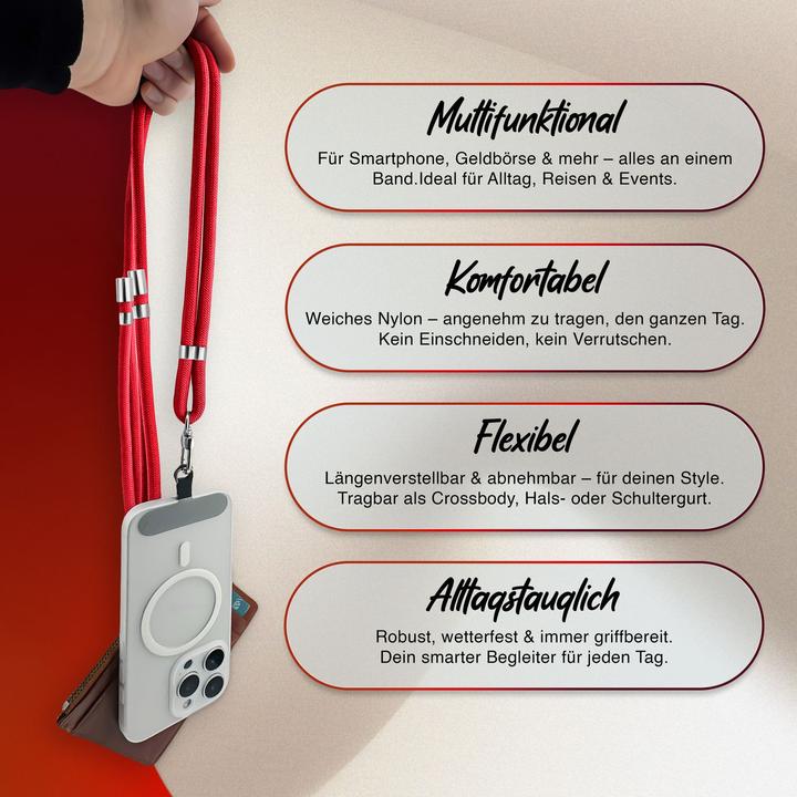 Actual product image Nalia HoldMe Lanyard Handykette – Universal Trageband für Smartphones - Verstellbar, Soft & Elastisch