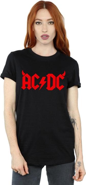 Image du produit AC/DC T-shirt boyfriend en coton avec logo Horns pour femmes/femmes (XL)