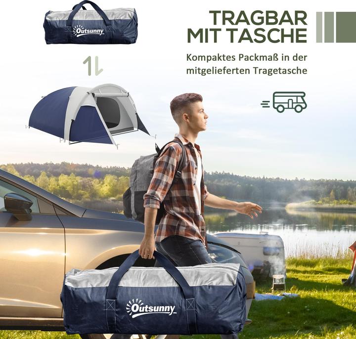 Image du produit Outsunny Campingzelt Polyester, Fiberglas Blau (3 personnes)