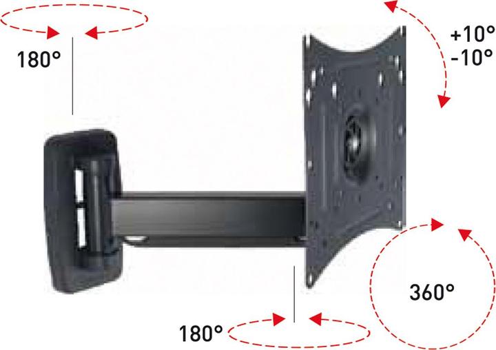 Image du produit Roline Support mural LCD/TV extra-long 3 points de pivot (Mur, 40")