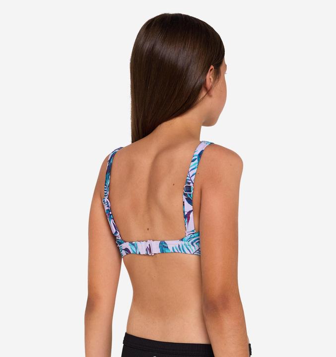 Produktbild Olaian Bikini-Oberteil Mädchen Bustier verstellbar 500 Nora violett geblümt (10, 11, 12)