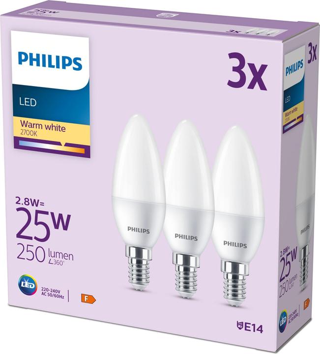 Actual product image Philips Led lamp (E14, 2.80 W, 250 lm, 3 x, F)