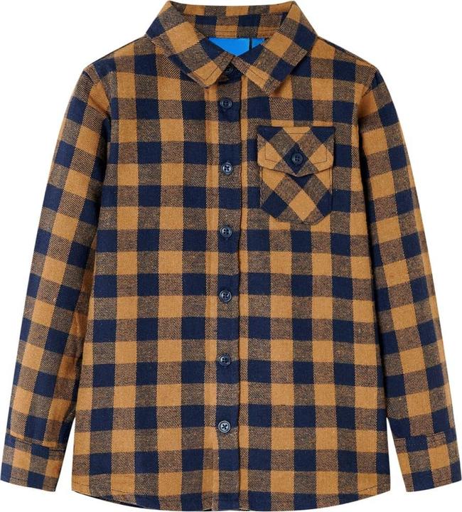 VidaXL Kinderhemd Karomuster Cognac und Blau 92,Material: 80 (92)