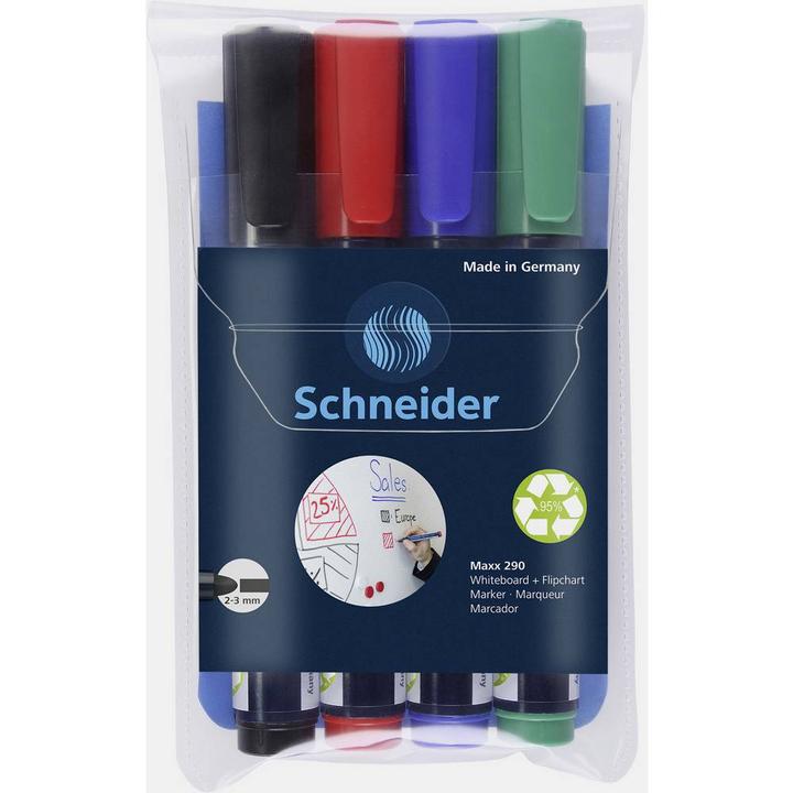 Image du produit Schneider Jeu de marqueurs Maxx 290 (Noir, Rouge, Bleu, Vert, 3 mm, 4 x)