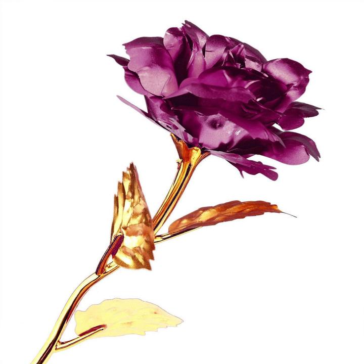 Produktbild JTI Ewigkeitsrose - Lila mit goldenem Stiel (Trockenblumen)