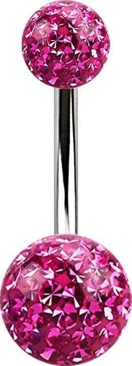 Immagine prodotto Star Piercing Banana argento con due sfere di cristallo rosa Strato protettivo epossidico (Acciaio chirurgico 316L)