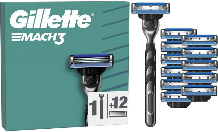 Gillette Mach3 Systemklingen 12er + Handstück Ersatzklingen (12 x)