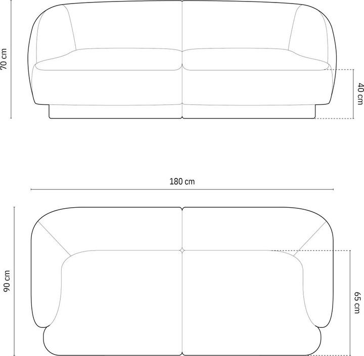 Actual product image Micadoni Sofa, "Miley", 2 Seats, 180x90x70Made in Europe (2 person sofa, 3-seater, 4-seater)