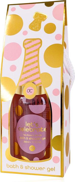 Accentra Bade- & Duschgel LET'S CELEBRATE in Flasche inkl. Geschenkbox in Champagneroptik, 360ml, Duft: Tea R (360 ml)