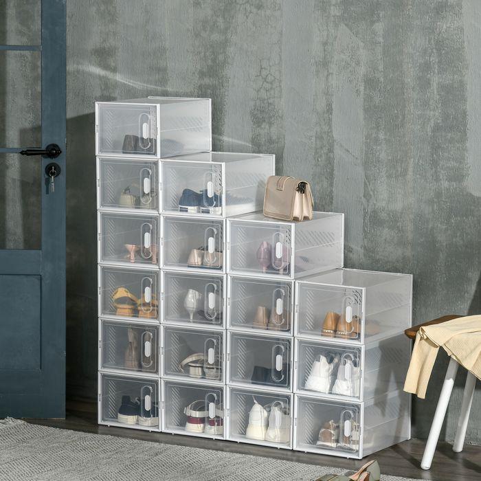 Actual product image Swisshandel24 DIY Schuhbox Aufbewahrungsbox mit 18 Fächern 18er Pack Schuhkartons Transparent (25 x 35 x 19 cm)