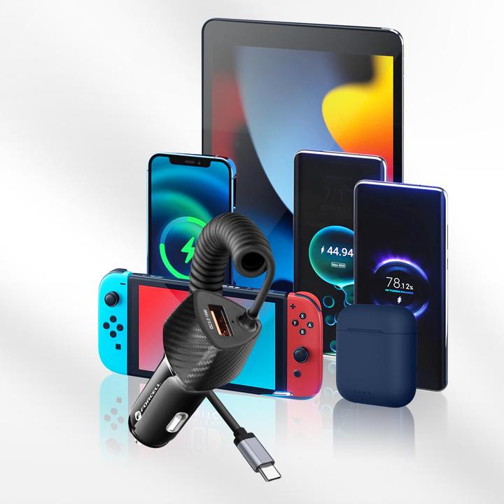 Image du produit Forcell Chargeur de voiture USB 38W + câble USB-C