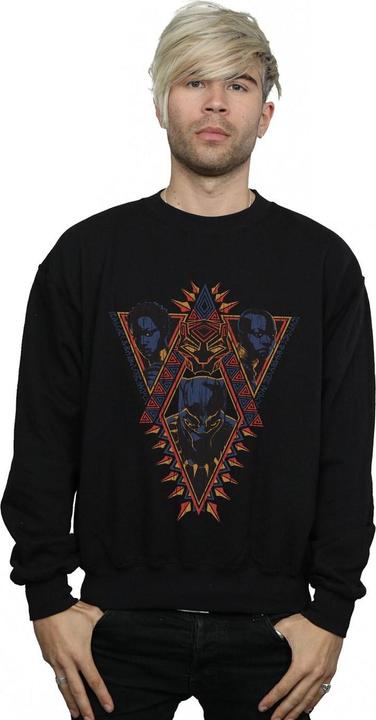 Actual product image Mens Black Panther Tribal Heads Cotton Sweatshirt (XXL)