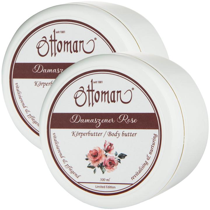 Universal Textiles 2er-Set Rose Körperbutter, 300ml, reichhaltige Pflege (Körpercreme, 300 ml)