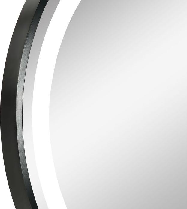 Produktbild Swisshandel24 Badezimmerspiegel, LED-Beleuchtung, dimmbar, 3 Lichtfarben, Metallrahmen, Ø60 cm, Schwarz (Ø 60 cm)