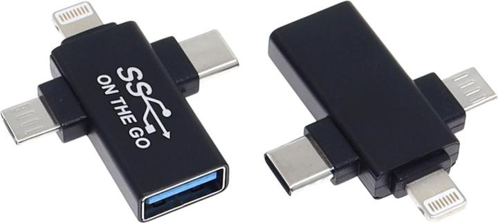 Actual product image PowerGuard 3-in-1 USB-C MicroUSB Lightning OTG Adapter (USB 3.0)