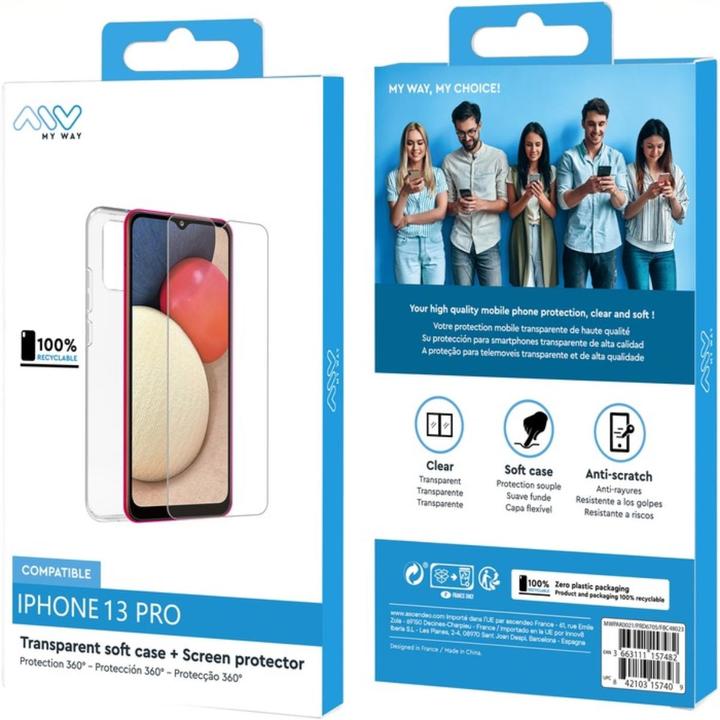 Image du produit My Way Myway Pack Tpu Case Et Tpg Iphone 13 13 Pro (Apple iPhone 13 Pro)