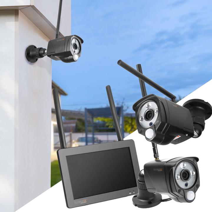 Produktbild Technaxx Funk-Überwachungskamera Set, 7" Touchscreen-Empfänger, 2 FullHD IP Kameras