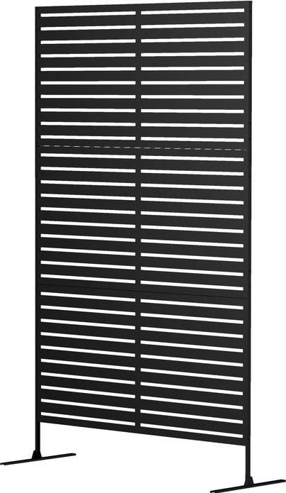 Produktbild Swisshandel24 Raumteiler 3-teilig 122x198 cm freistehend Paravent mit Lamellen, Stahl, Schwarz