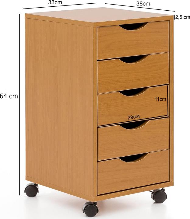 Produktbild FineBuy Rollcontainer Holz furniert Buche