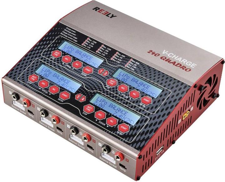 Reely V-Charge 240 Quadro modelbouw multifunctionele lader 12 V, 230V 12A LiPo, LiIon, LiFePO, LiH