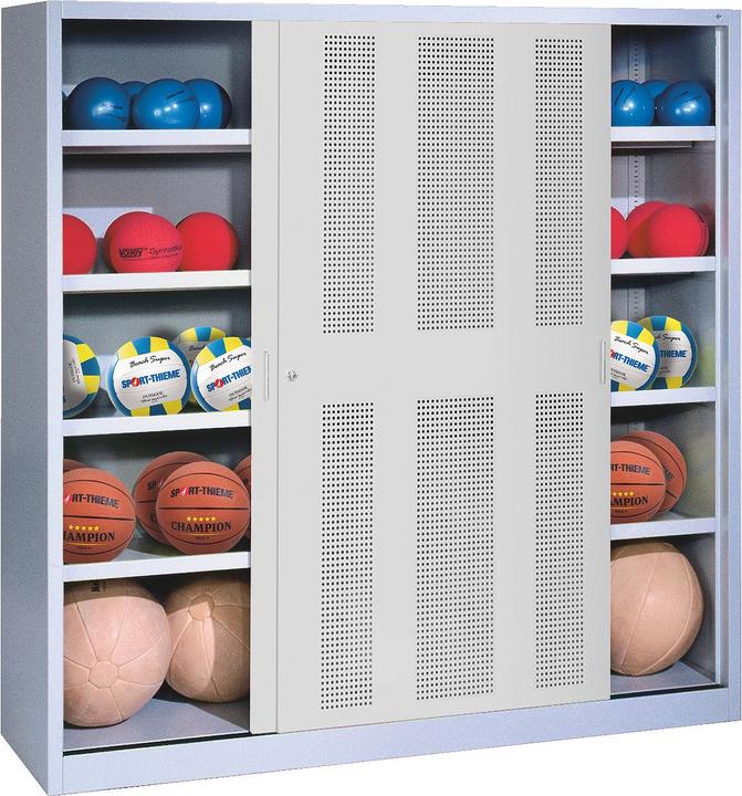 Produktbild C+P Ballschrank (HxBxT: 195x120x60 cm, mit Lochblech-Schiebetüren, Typ 4) (195 x 120 x 60 cm)