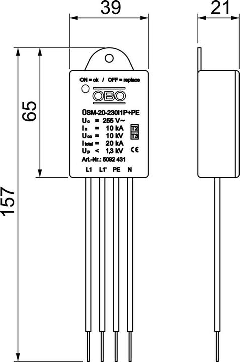 Valeurs nutritives et ingrédients OBO Bettermann Module de protection contre les surtensions pour les luminaires à LED