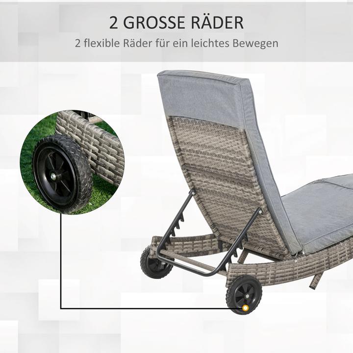 Immagine prodotto Outsunny Lettino da giardino con ruote (207 cm)