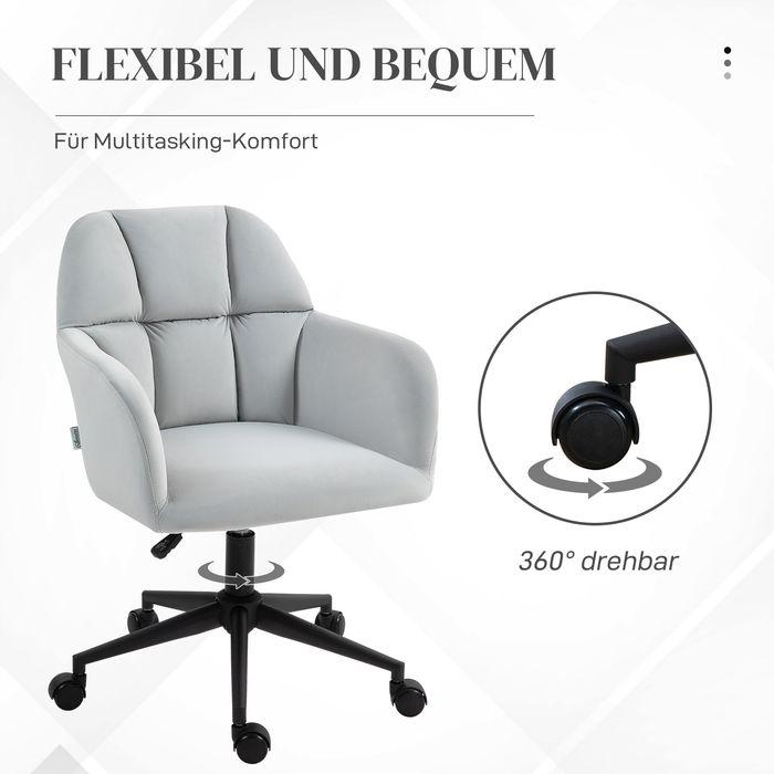 Produktbild Swisshandel24 Bürostuhl, Samtoptik, mit Armlehne, Hellgrau