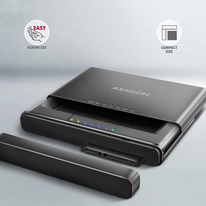 Produktbild Axagon ADSA-CC USB-C - NVMe M.2 SSD & SATA 2.5"/3.5" SSD/HDD CLONE MASTER (M.2 2242, M.2 2260)