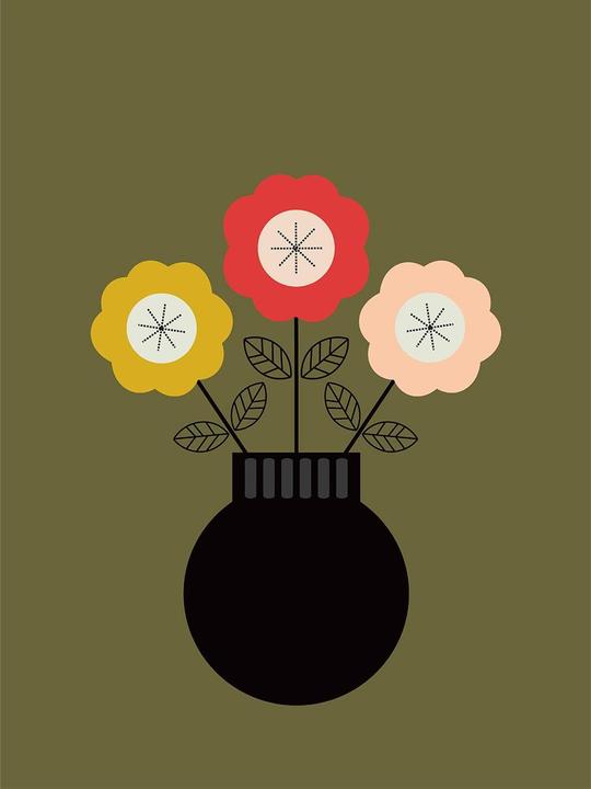 Actual product image Lyndy Hants Little Black Vase Canvas Print (40 x 30 cm)