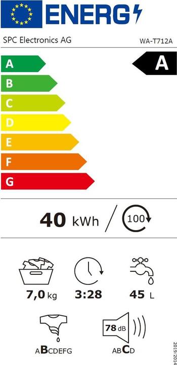 Energie-Label SPC WA-T712A (7 kg, Oben)