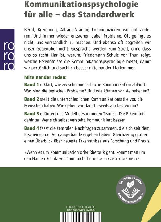 Produktbild Miteinander reden 1. Störungen und Klärungen (Deutsch, Friedemann Schulz von Thun, 1981)