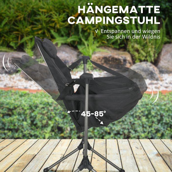 Actual product image Swisshandel24 Camping rocking chair, foldable, adjustable backrest, aluminium frame, 54x100x101cm, black