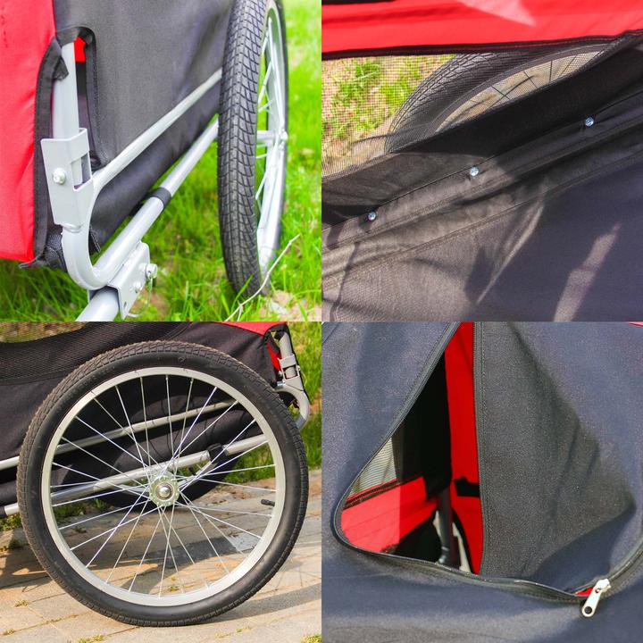 Image du produit Wiltec Chiens Remorque pour vélo Remorque pour chien Vélo Transport de chien rouge et noir