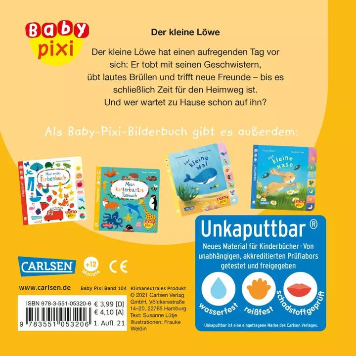 Actual product image Baby Pixi (unkaputtbar) 104: Der kleine Löwe (German, Susanne Lütje, 2021)