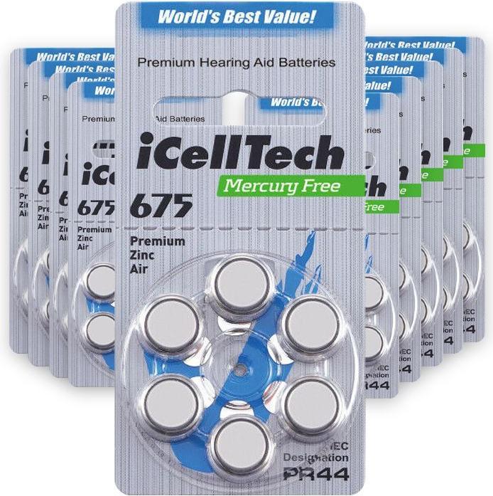 Immagine prodotto ICellTech 675 Batterie per apparecchi acustici (60 pz., A675, 550 mAh)