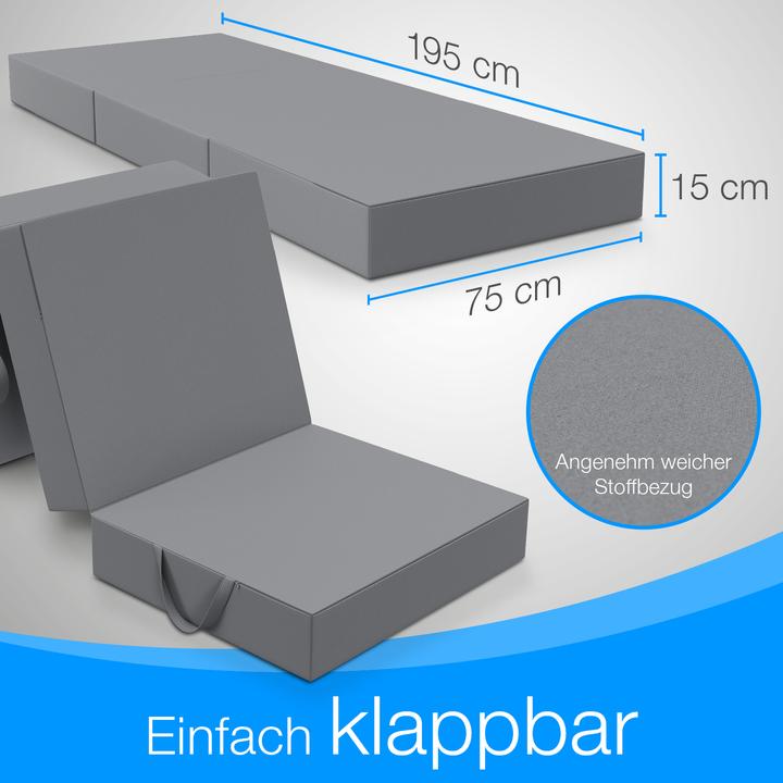 Actual product image Bestschlaf Klappmatratze, 3-teilige Faltmatratze, Reisebett, Gästematratze (75 x 195 cm, Foam core)