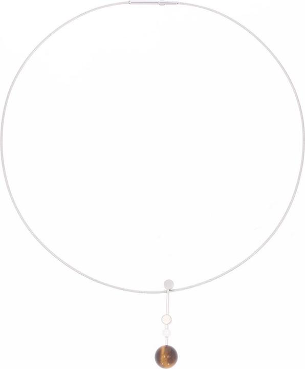 Actual product image Xen Atelier necklace with tiger eye and freshwater cultured pearl 42 cm (Stainless steel, 42 cm)